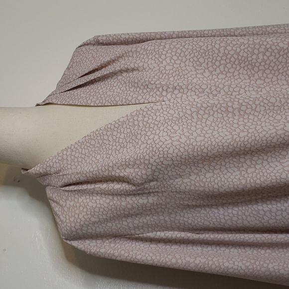 Adrianna Papell Pink Chiffon Blouse Twist Front Polka Dot Top Designer Summer - Picture 6 of 10